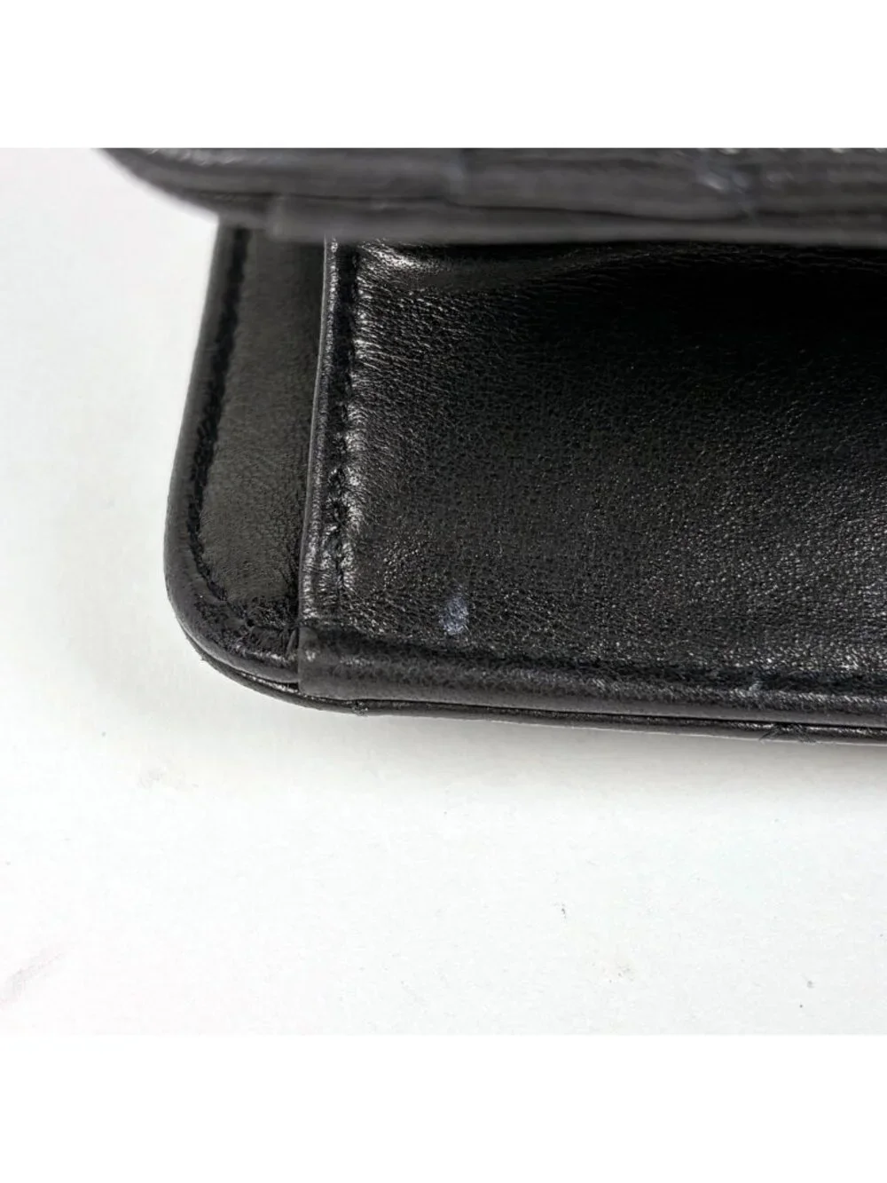 Chanel Shoulder Bag Quilted CC Logo Single Flap Push Lock Leather Black